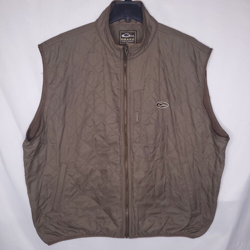 Drake Fleece Vest Mens 3XL Brown Quilted Full Zip
